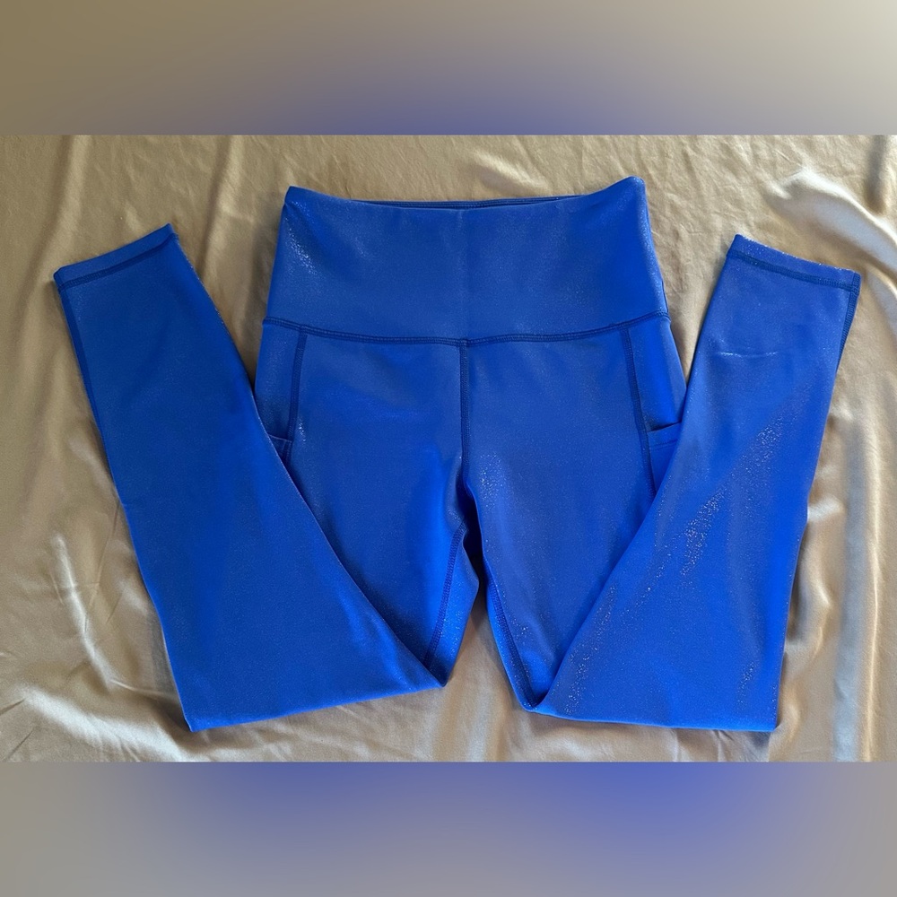 Zyia Active Shimmer Royal Blue Leggings Size Small - Picture 9 of 11